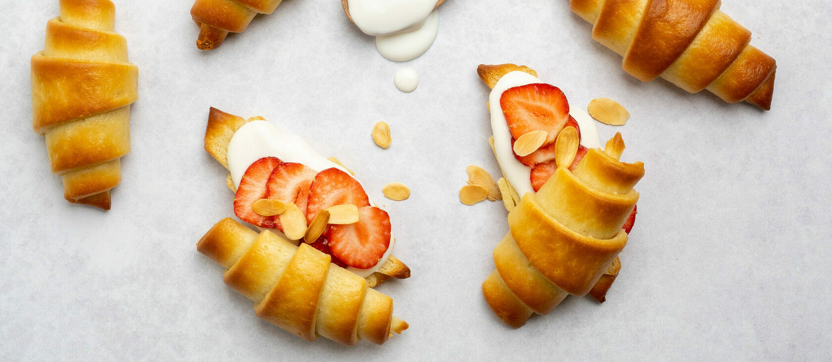 Croissants with strawberry and Greek Style 2